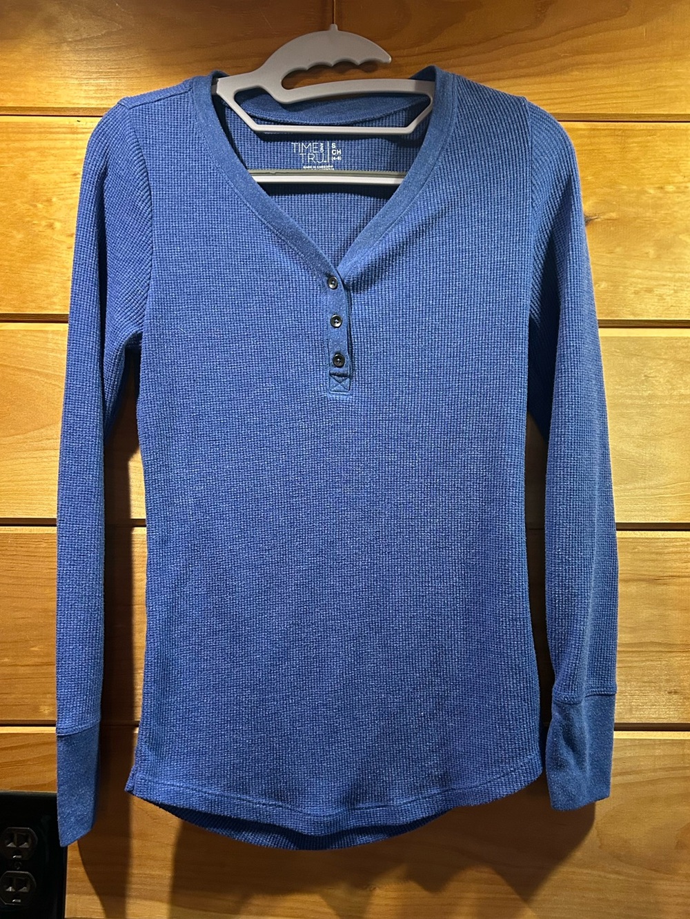 Women’s Blue Waffle Long Sleeve